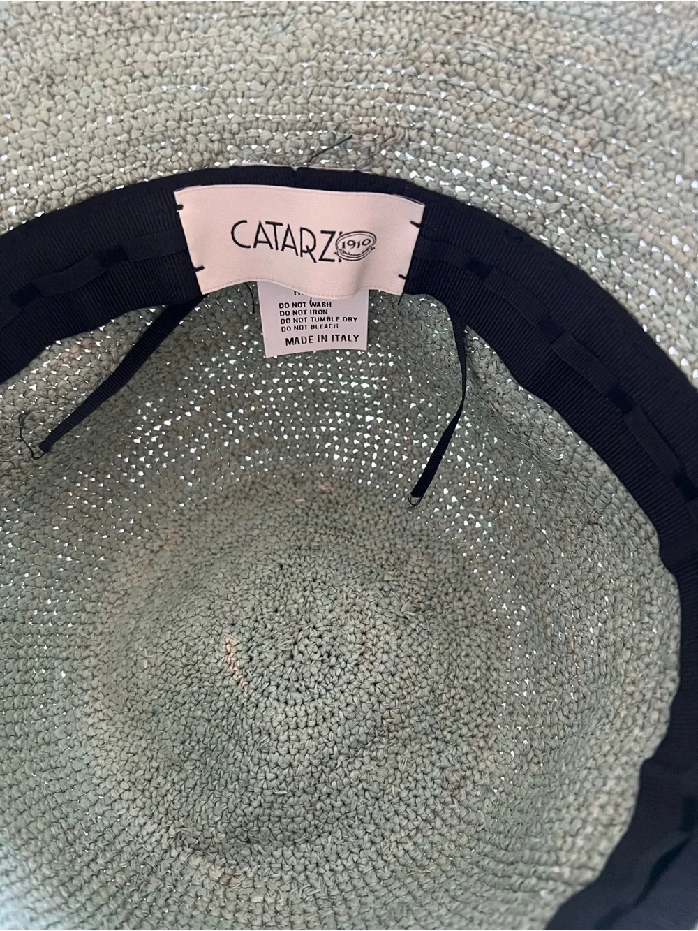{Catarzi 1910} Brand New Cloche Bucket Hat in Rafia Crochet Verde
